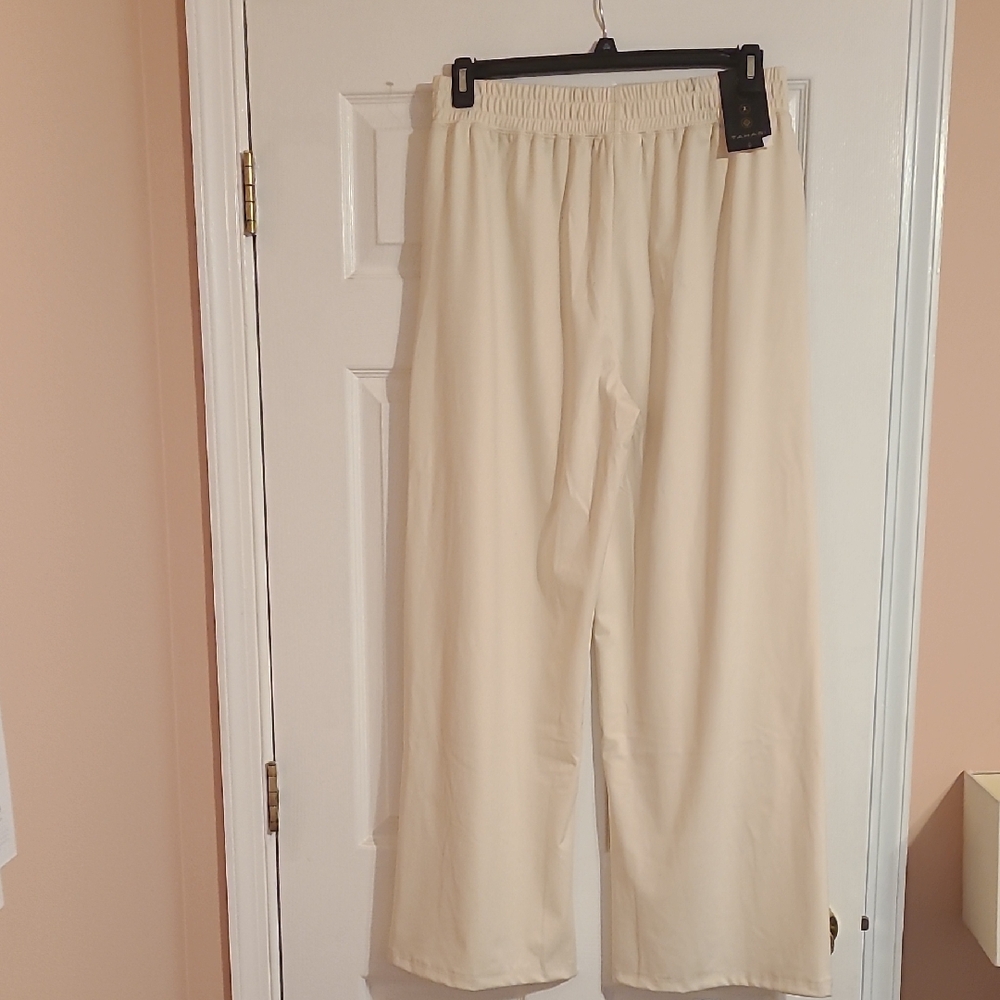 Tahari Cream Elastic-Waist Pants